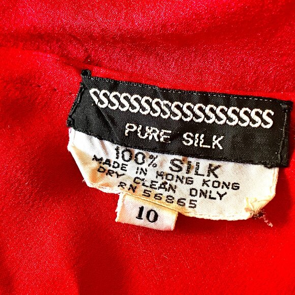 Red 100% Silk Slip Camisole Cami Vintage 80's Hong Kong Womens 10 - Picture 6 of 11